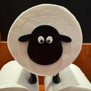 Cute sheep lamb farm animal shaped novelty toilet paper roll holder. Freestanding bathroom or restroom accessory EID