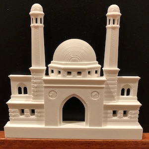 3D printed Islamic masjid mosque sculpture Custom designed. 5” tall x5.25” wide x.5” thick Ramadan Eid gift printed in PLA PLASTIC