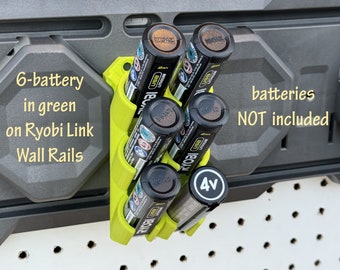 6 oder 12 Batteriehalter für Ryobi USB Lithium oder TEK4 4V Batterien | Zur Wandbefestigung an einer Pegboard oder Ryobi Link Wandschiene