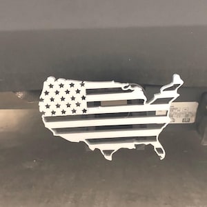 American Flag Trailer Hitch Cover- USA Flag Hitch Cover - Patriotic Flag Plug Cover-3D printed PLA plastic-Silver for 2” hitch