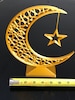 Crescent moon and star Eid and Ramadan Islamic decoration 8.75' tall from bottom of base to top of moon. Moon is 7.5” tall 