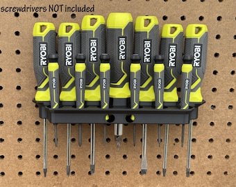 13-piece Screwdriver Holder for wall, pegboard, or Ryobi Link wall rails . 3d printed garage shop tool organizer