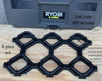 Grid to hold Ryobi Link Crate or Boxes to a horizontal surface | Does NOT include Link Crate/Box | Garage, Trailer, or Work Van organization