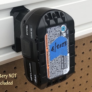 Ryobi 18v One+ Battery Holder for Gladiator GearWall or GearTrack for  Garage or Shop tool storage organization