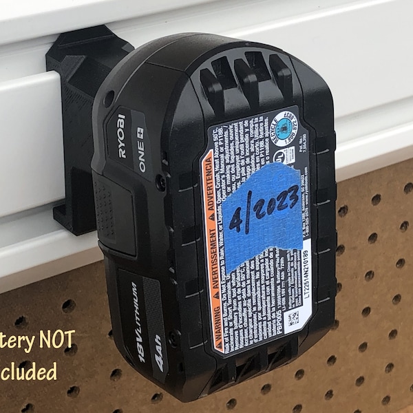 Ryobi 18v One+ Battery Holder for Gladiator GearWall or GearTrack for  Garage or Shop tool storage organization