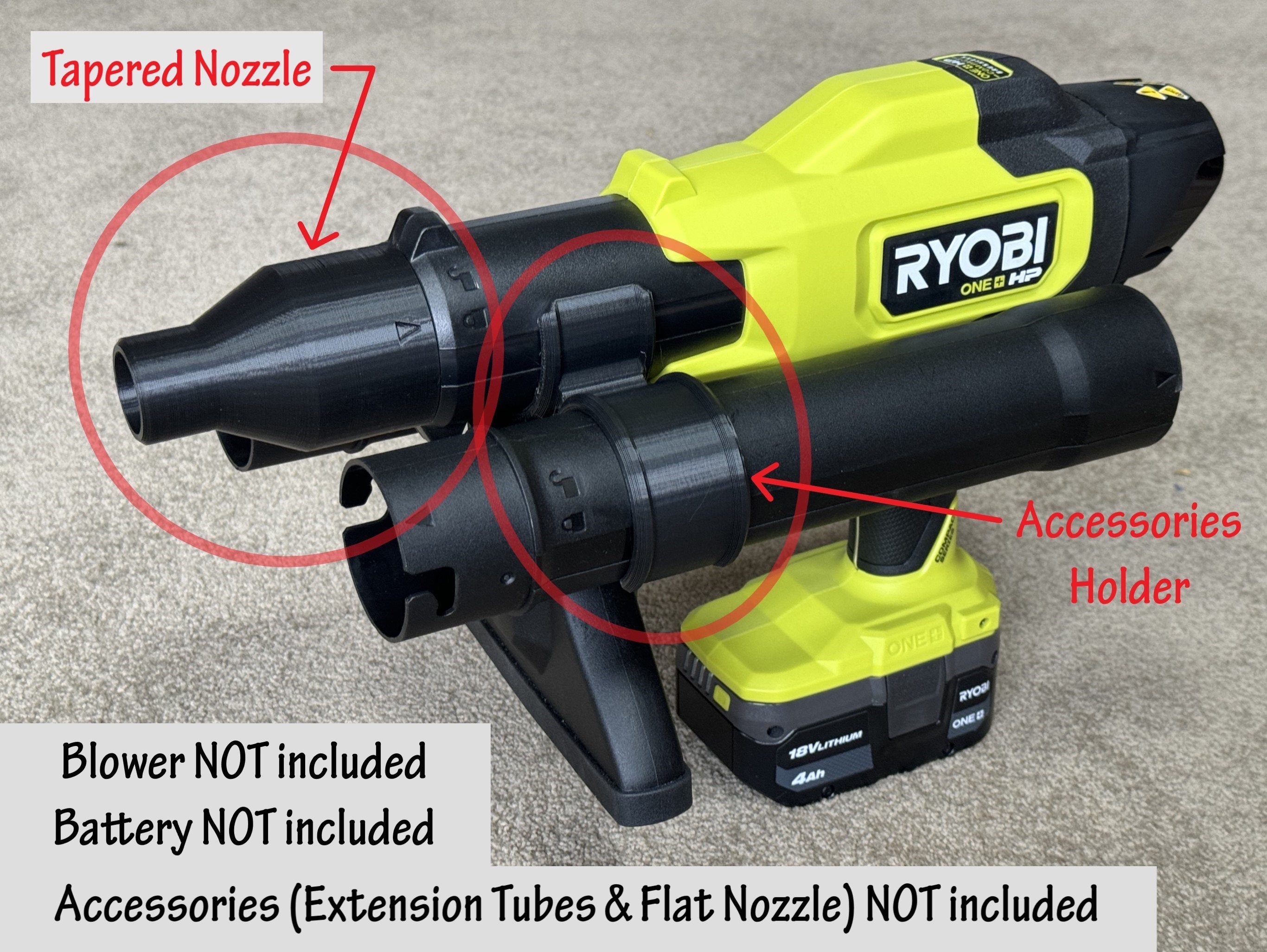 Accessories Holder and Tapered Nozzle for Ryobi 18v Compact Blower PSBLB01 Garage Shop Mancave Lawn Read Description. NO BLOWER INCLUDED Etsy