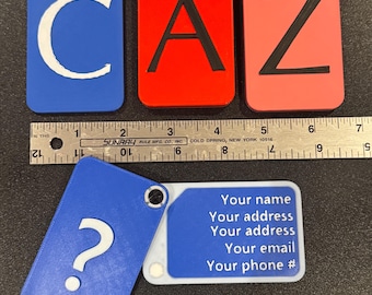 Custom luggage bag backpack ID tags with monogram, name, phone, or other text. Set of 4  Travel labels for kids men, women