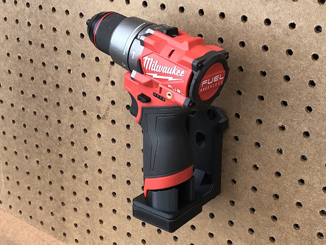 6-Pack Milwaukee Drill Holder Wall Mount – Heavy-Duty ABS Rack For M12 Tools, Screws & Anchors Included, Red