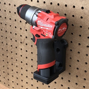 Holder for Milwaukee M12 Tool at a vertical, 90-degree angle | Mounts to Wall, Pegboard, or Ryobi Link Wall Rail | Does NOT include tool