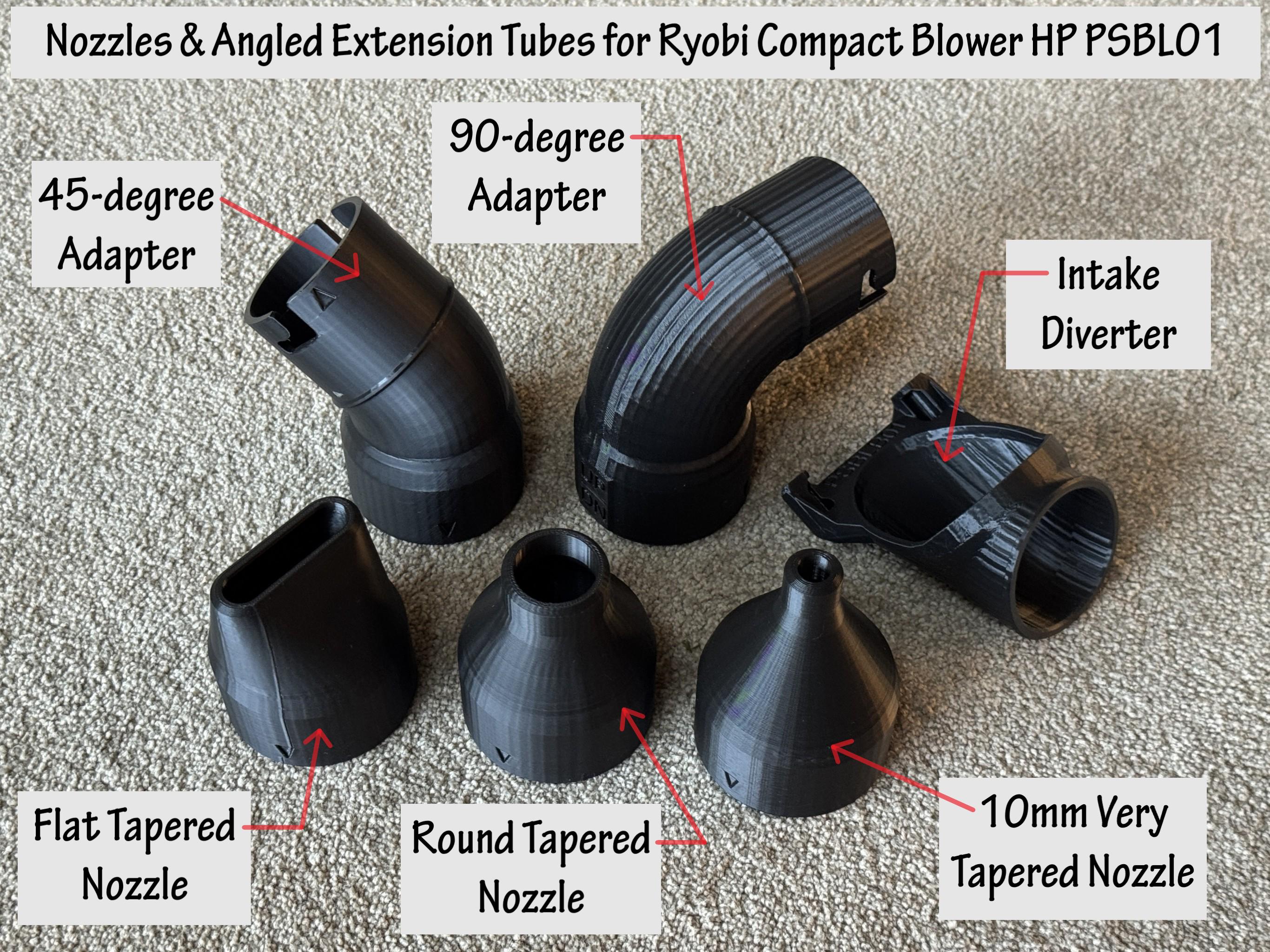 Tapered Nozzles and Angled Adapters, Diverter for Ryobi 18v
