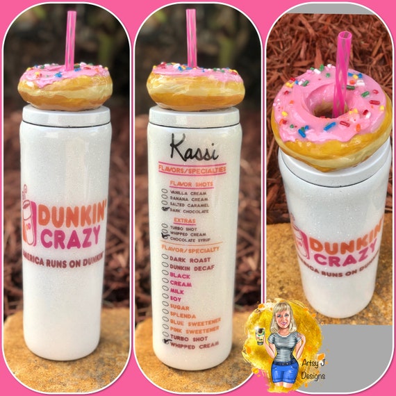 Dunkin Doughnuts whipped cream or donut topping tumbler Etsy