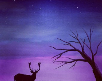 Starlight Deer, signed giclée prints (printed to order) - original artwork by Chris Hall