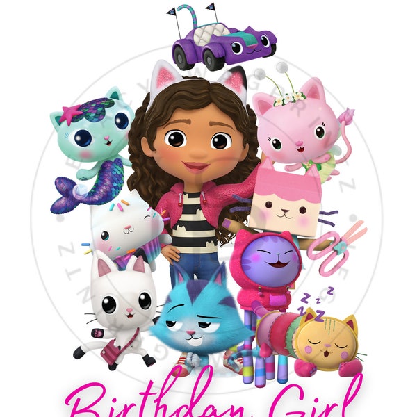 Gabby's Dollhouse Birthday Girl- PNG Digital File Only | Two files, One with birthday girl one without