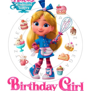 Alice's Wonderland Bakery Birthday Girl PNG Digital File Only image 1