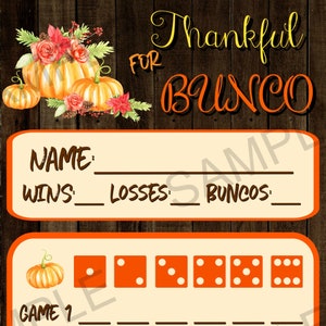 Pumpkin Bunco Score Cards (Digital File)