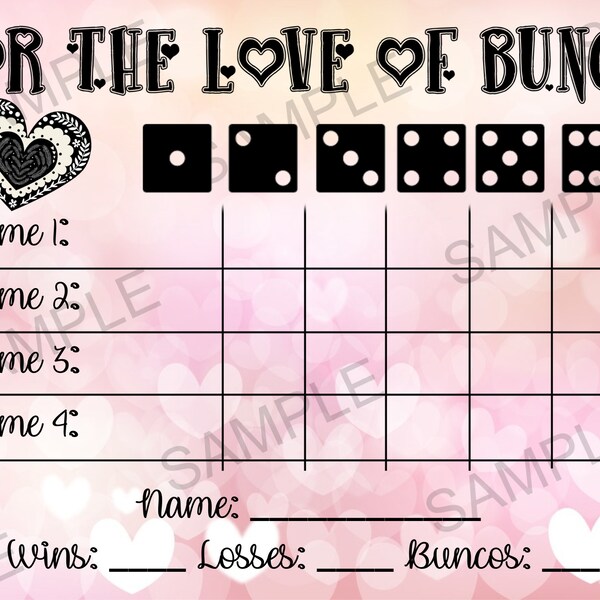 Valentine's Bunco Score Card (Digital File)