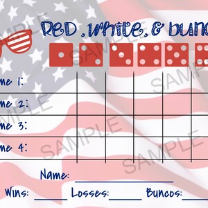 4th of July Bunco Score Card (Digital File)