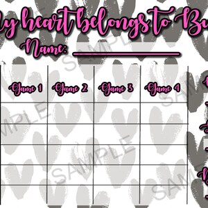 Valentine&#39;s Hearts Bunco Score Card