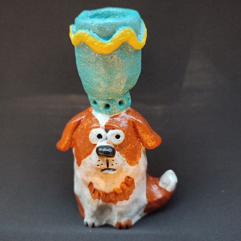 Handmade ceramic dog candle holder image 3
