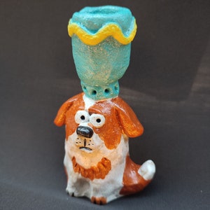 Handmade ceramic dog candle holder image 1