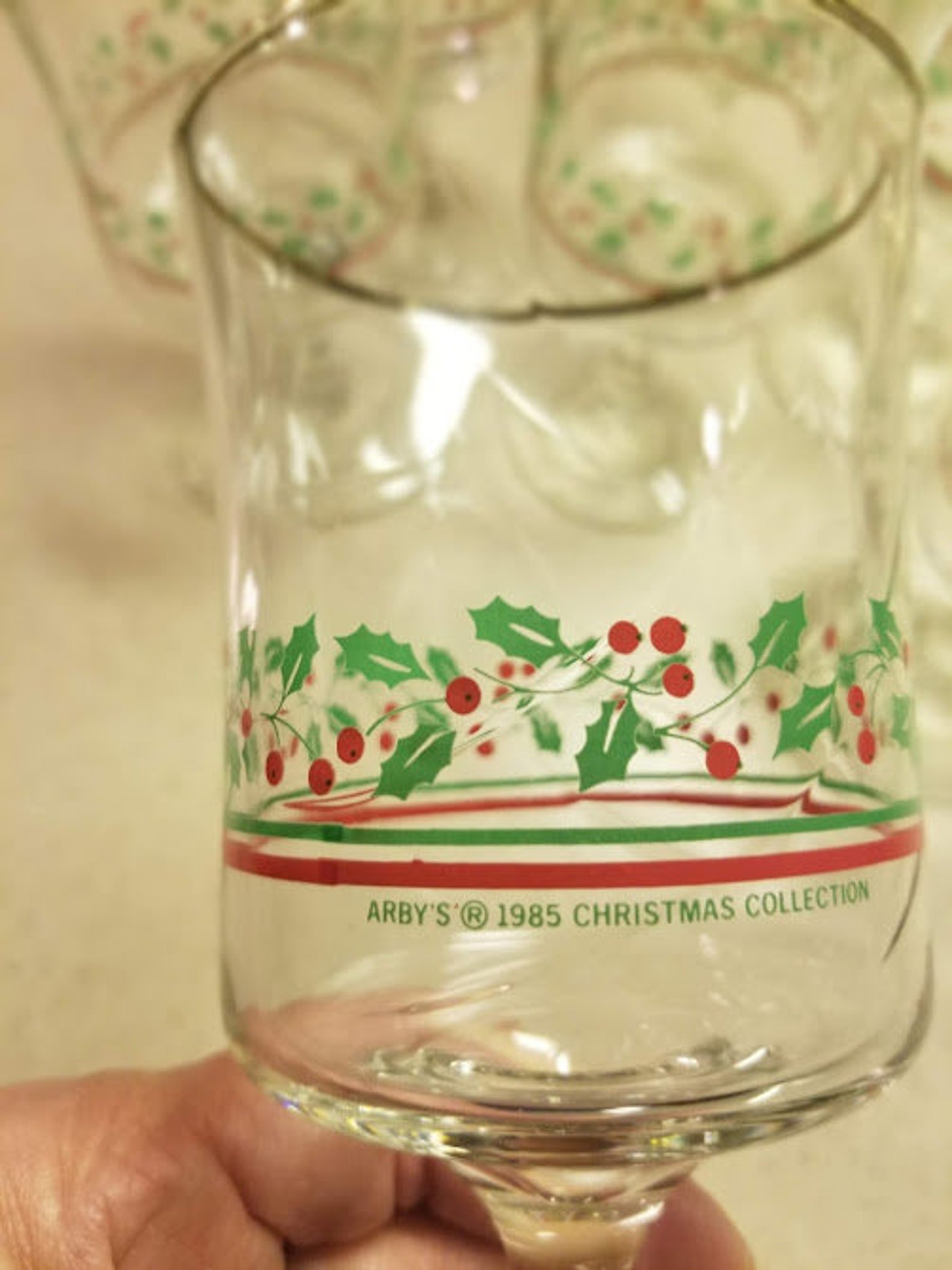 Six Arby's Christmas Tall Wine Glasses Etsy