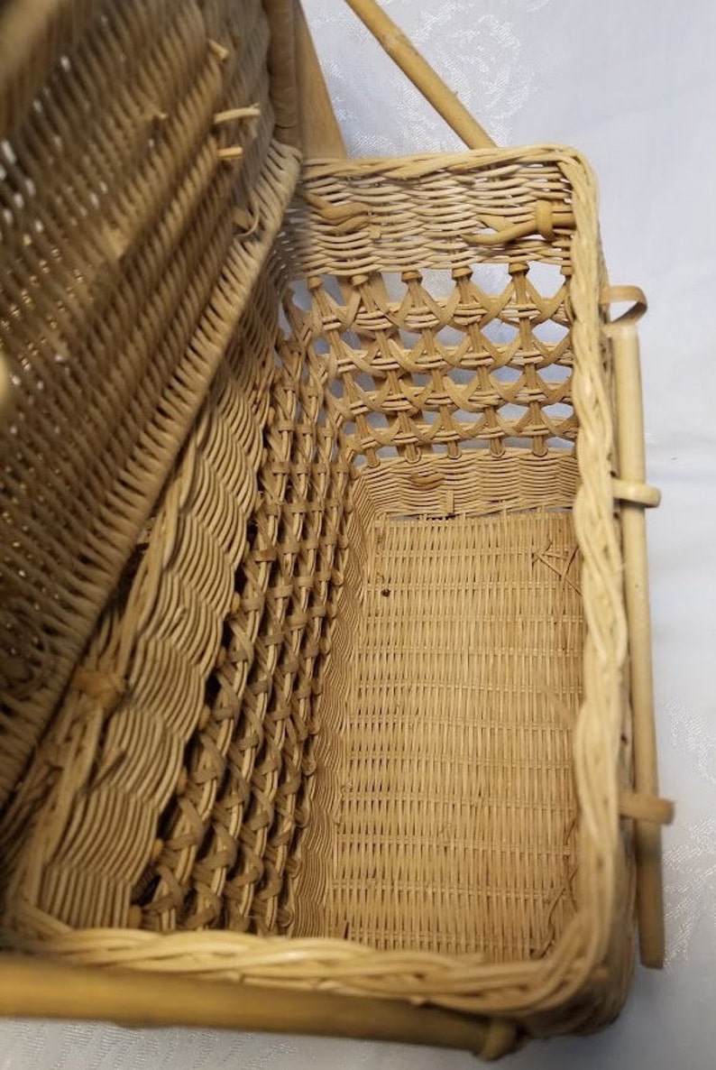 Vintage Wicker Silverware Caddy Basket Etsy