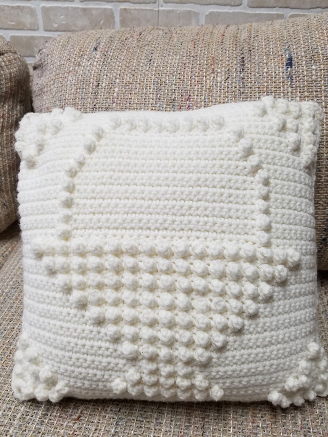 Decorative Pillows White Knit Pillow Handmade Knit Pillows Etsy