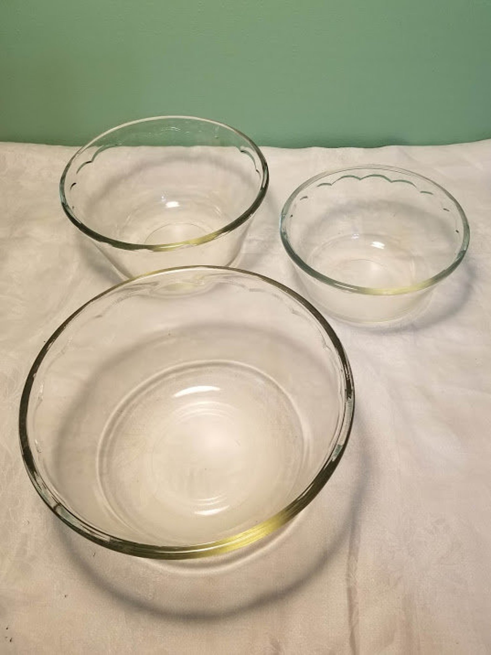 Mixing Bowl Set Clear Mixing Serving Glass Bowls Three Etsy