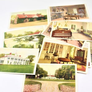 Juego de postales de Mount Vernon de 1926 + postales antiguas de colores + casa de George Washington + decoración del siglo XVIII + diseño de interiores de la década de 1700