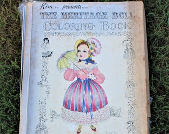 The Heritage Doll Coloring Book + Red Farm Studio + Ellen Nelson Art + Adult Coloring + Kid Coloring + Vintage Dolls + Vintage Coloring Book