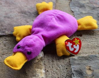 Ultra RARE TUSH Tag Original Beanie Baby + 1993 Patti the Platypus + Mint + PVC + Tag Errors + Style 4025 + Watch Video for Rare Feature!!!