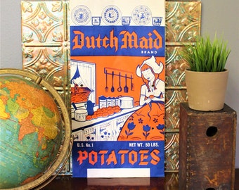 Dutch Kitchen + Vintage Advertising + Vintage Graphics + Dutch Maid + 1970’s Style + Dutch Gifts + Wall Decor + Farmhouse Style+ Potatoes