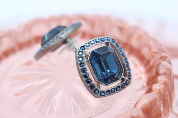 Stunning Vintage Signed Givenchy Topaz Blue Hexag… - image 2