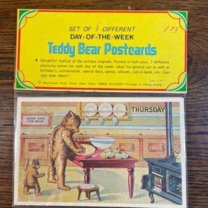 Vintage 7 Days of the Week Teddy Bear Postcards NOS + Replicas ...