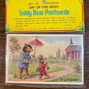 Vintage 7 Days of the Week Teddy Bear Postcards NOS + Replicas ...