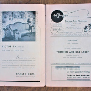 Arsenic and Old Lace Playbill + Vintage the Playgoer + Beaux Arts ...