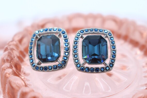 Stunning Vintage Signed Givenchy Topaz Blue Hexag… - image 3