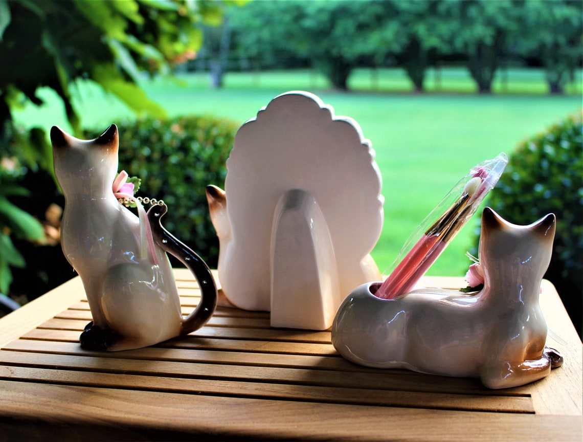 1991 NIB Brown Victorian Cat Dresser Set Victorian Memories Etsy