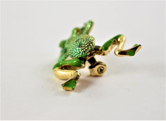 Vintage Jewelry + Green Frog Brooch + Frog Lapel … - image 4