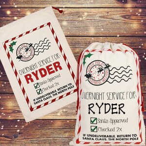 Personalized Santa Sack | Overnight Express Santa Sack | Christmas Gift Sacks | Santa Gift Bags | Holiday Gift Sack | Quantity Discount