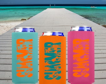 SUMMER Slim Can Cooler | Slim Can Hugger | Gift for Her | Summer Gifts | Fun Can Coolers