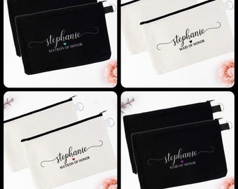 Bridal Makeup Cosmetic Bag | Custom Cosmetic Bag | Bridesmaid Make Up Bag | Personalized Makeup Bag | Bridesmaid Gift | Maid of Honor Gift