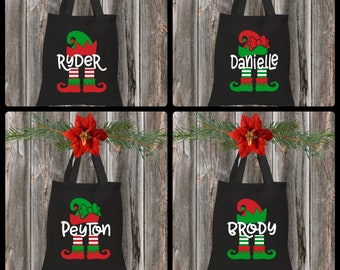 Personalized Elf Christmas Tote Bag | Elf Tote Bag | Cute Tote Bags | Customized Gift Bag | Cute Christmas Gifts | Holiday Totes for Kids