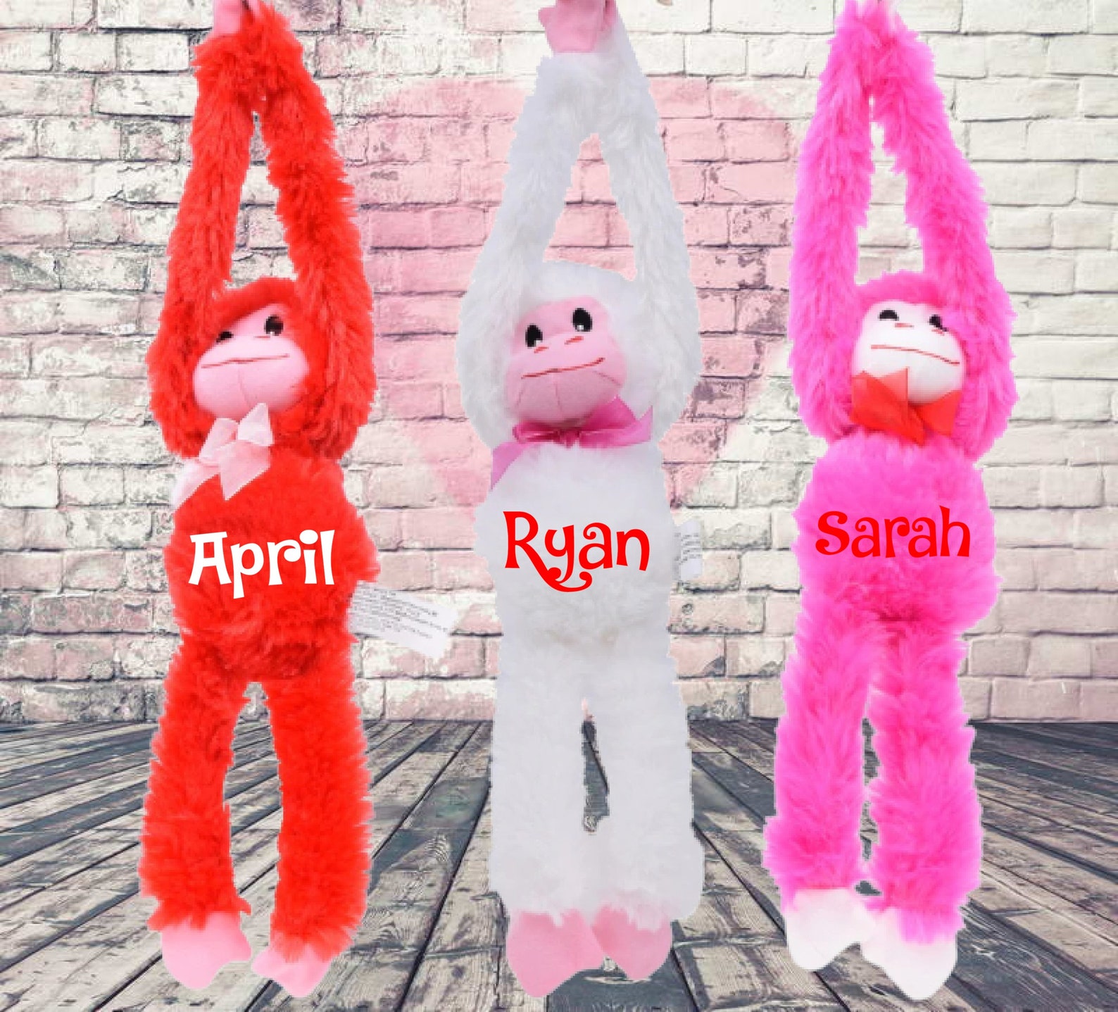 Personalized Plush Hanging Monkey Valentine Plush Monkey Etsy