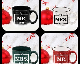 Established Mr Established Mrs Campfire Mug | Husband Mug | Wife Mug | Camping Mug | Christmas Mug | Bridal Shower Gift | Wedding Gift