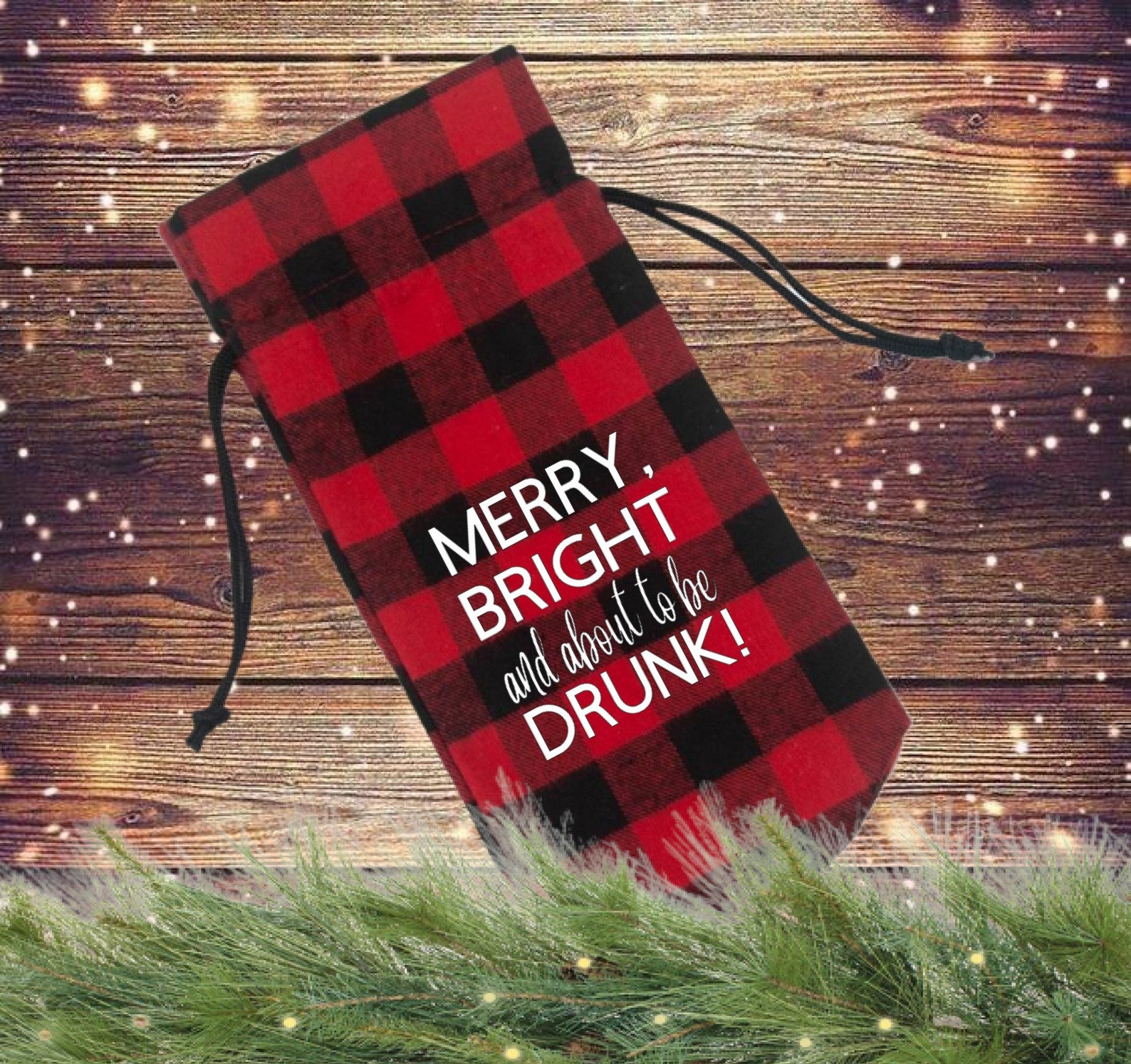 Merry Bright and About to Be Drunk Wine Gift Bag Buffalo Etsy