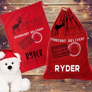 Personalized Santa Sack | North Pole Red Santa Sack | Christmas Gift Sacks | Santa Gift Bags | Holiday Gift Sack | Quantity Discount