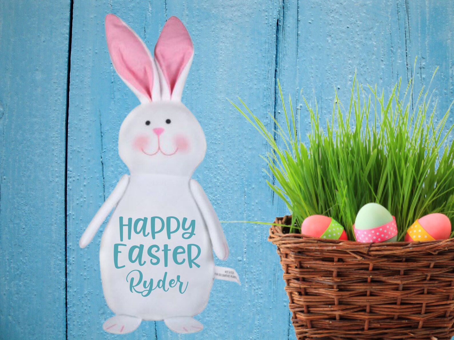 Happy Easter Personalized Bunny Easter Basket Bunny Kids Etsy