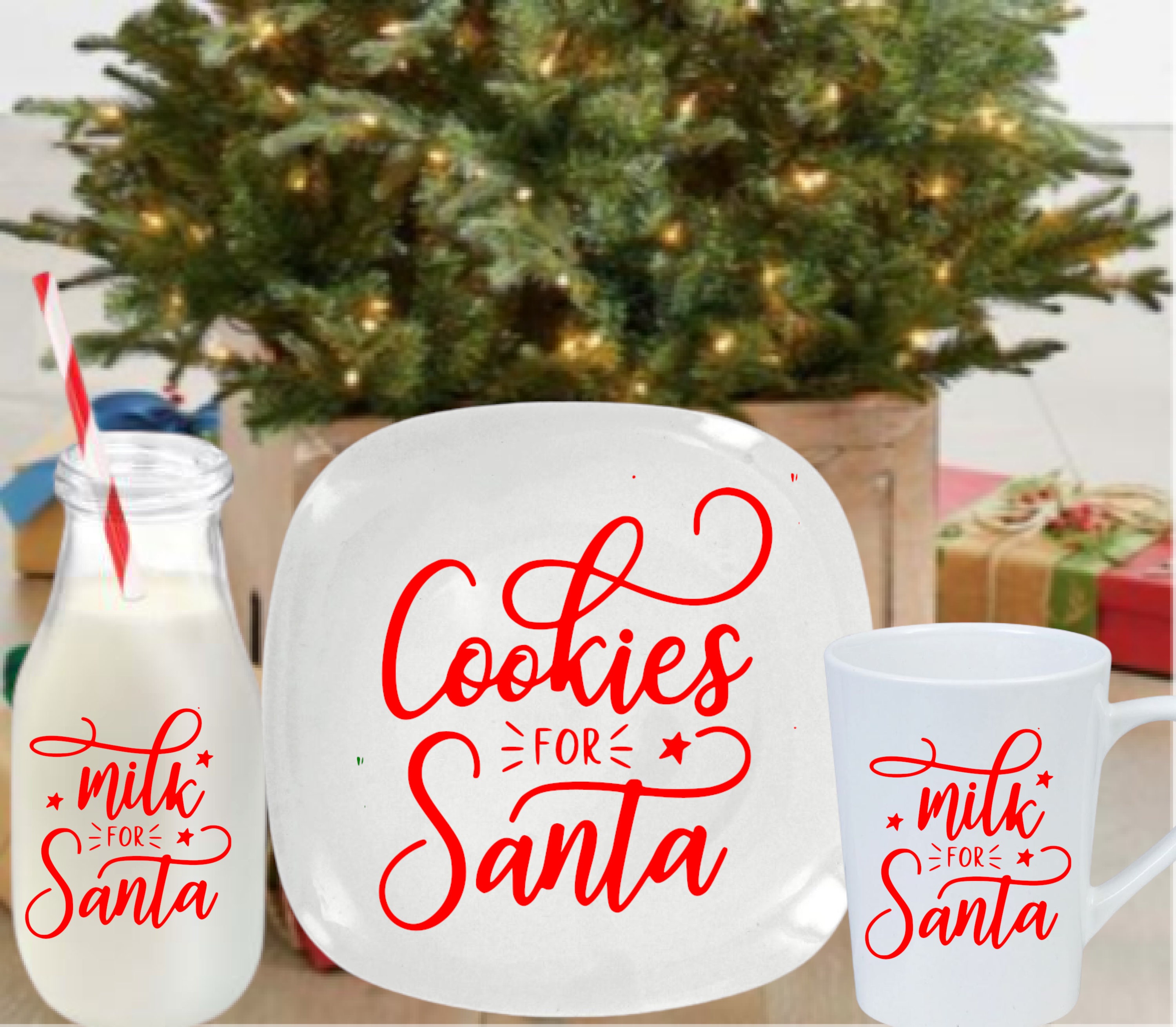 Cookies for Santa Plate | Milk for Santa Mug | Milk for Santa Glass Jug ...