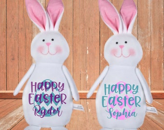 Happy Easter Personalized Bunny | Easter Basket Bunny | Kids Easter Basket Stuffer | Personalized Easter Plush Bunny | Personalized Rabbit